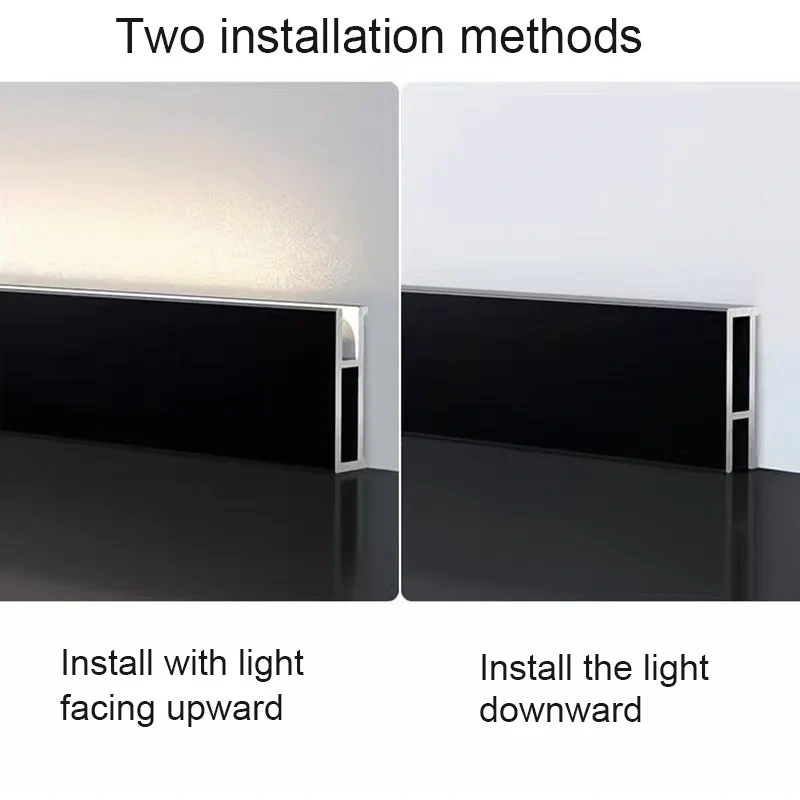 Ultra-narrow Basebaord Aluminum Profile Recessed Hidden Led Skirting Line Channel Silicone Diffuser Wall Corner Bar Strip Light