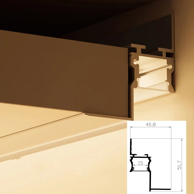 2m Suspended Aluminum Profile Embedded Shadow Gap Light Reflector Line Lighting Indirect Molding Ceiling Profile