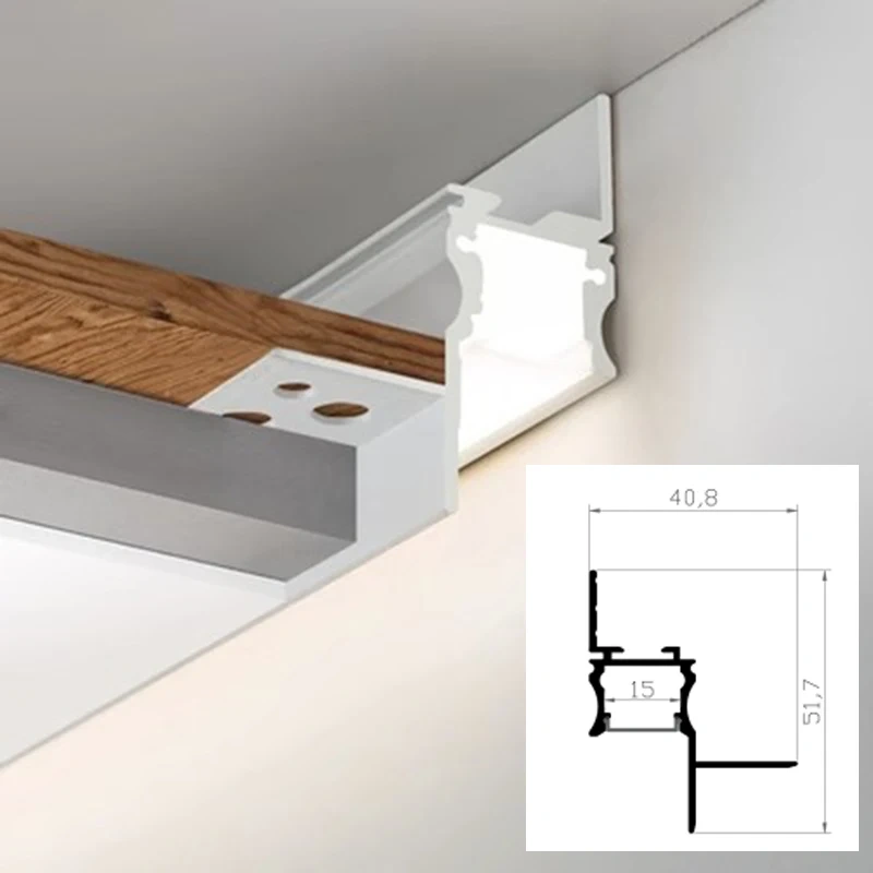 2m Suspended Aluminum Profile Embedded Shadow Gap Light Reflector Line Lighting Indirect Molding Ceiling Profile