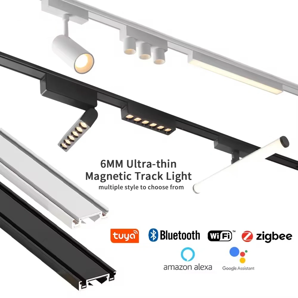 T26 Extra Smart Magnetic Track Light Dimmable Ceiling Surface Mount Aluminium LED DC48V Alexa Tuya Zigbee Flood Spot Black White