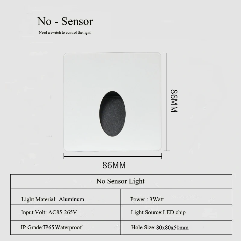 Outdoor Wall Lamp Waterproof Nightlight 3W Recessed Foot Light For Home Garden Hotel Corridor Step Staircase Yard Balcony Aisle