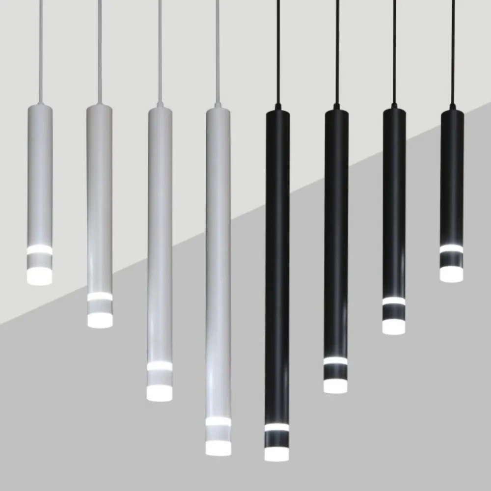 Lustre anti-reflexo led lâmpada pingente de barril longo regulável 7w 12 15 restaurante bar pequena sala de estar parede do hotel recepção