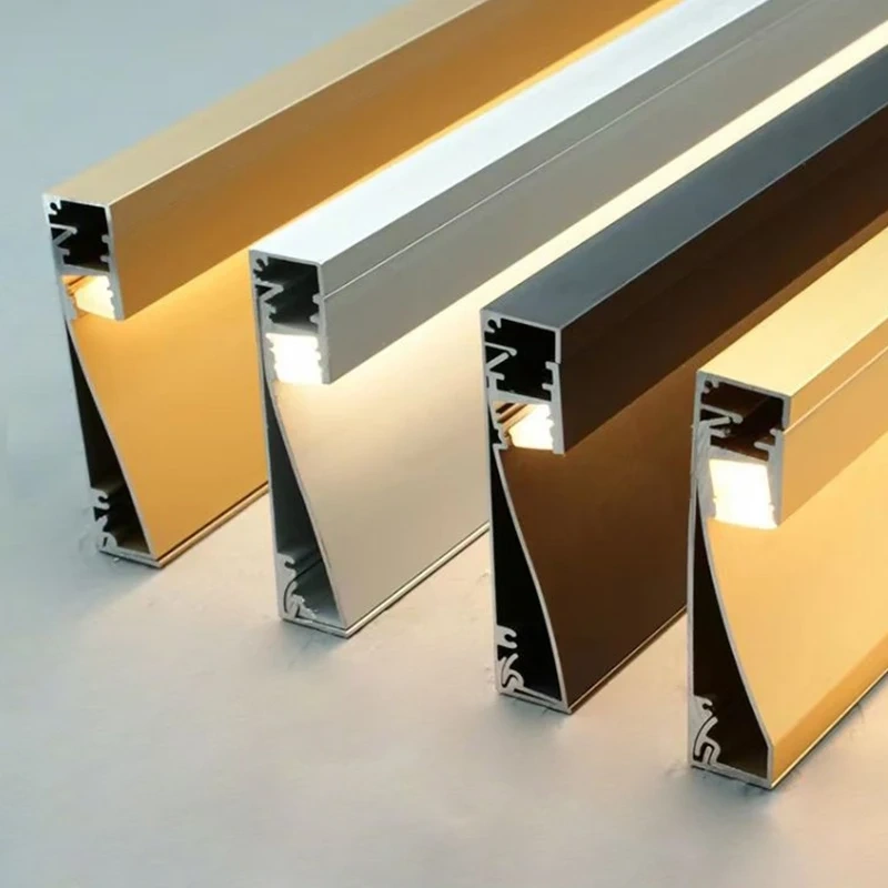 LED Skirting Line Strip Lights Recessed Wall Mount H60/80mm Aluminum Profile With Milky Cover Corner Channel Home Decor Bar Lamp