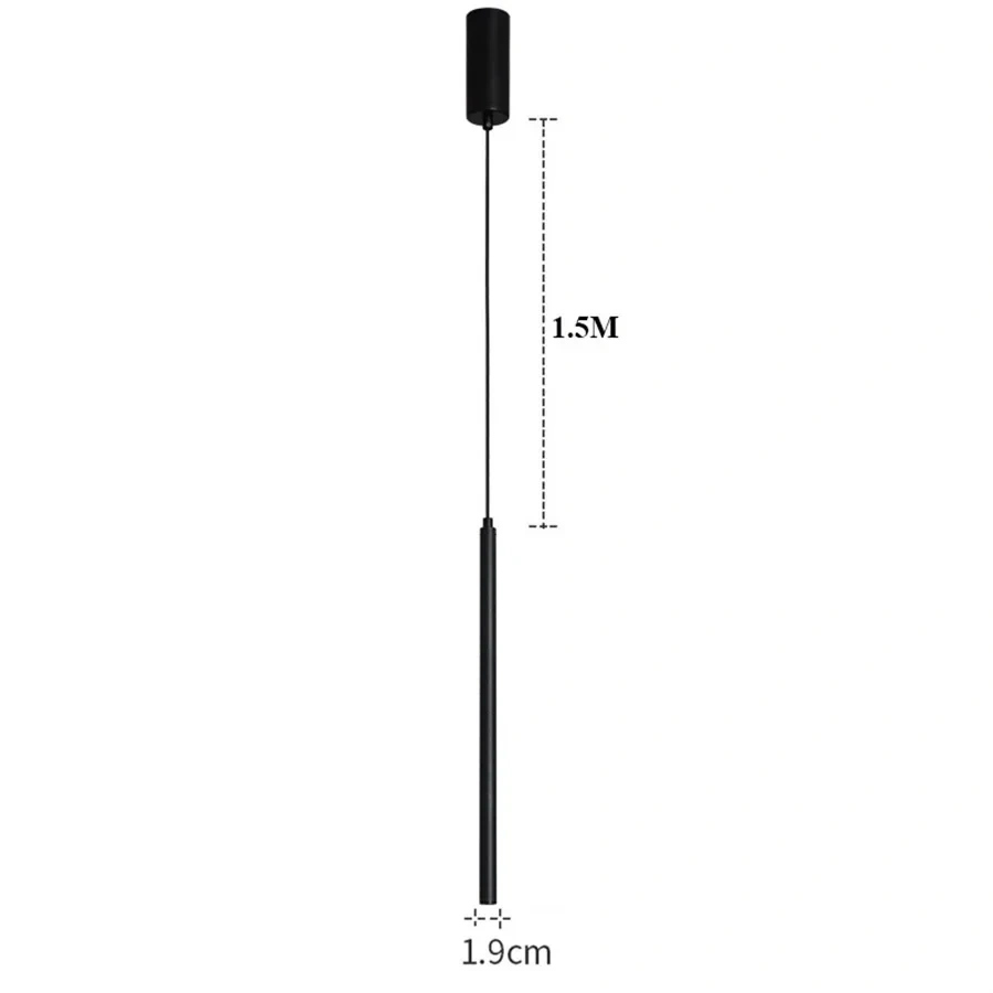 Superfine 2CM Led Pendant Lights Long Tube Hanging Lamp Kitchen Island Dining Room Table Pendant Lamp Bedroom Bedside Droplight