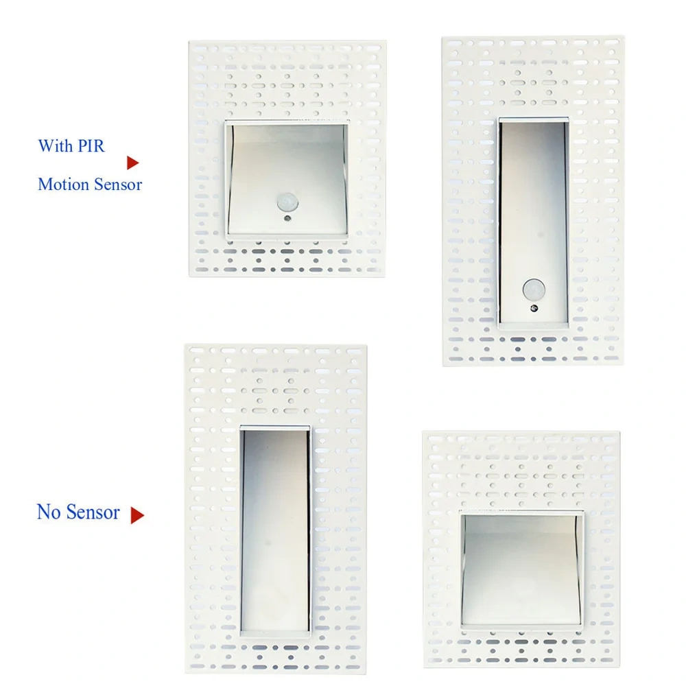Embedded White& Black Wall Lamp PIR Motion Sensor Stair Case Light AC85-265V For Home Step Corridor Aisle Indoor Footlight 3W