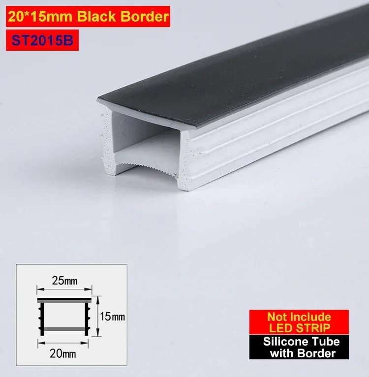 Embedded LED Neon Rope Tube Black White Soft Recessed Silicone Diffuser Channel For 5050 COB Flexible Ribbon Strip Light
