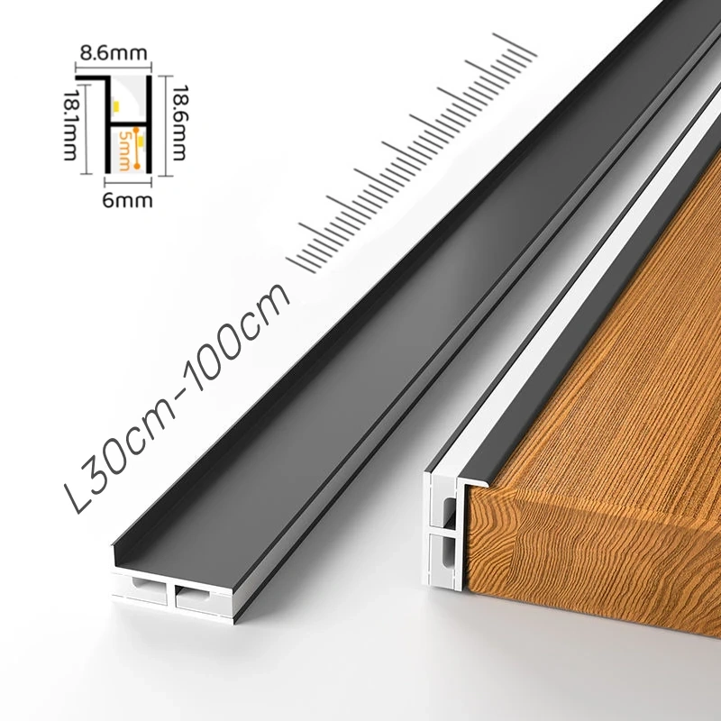 Ultra-fino LED Gabinete Camada Lâmpada, perfis de alumínio, recesso Up Down Backlight, Bar Faixa Luzes para Closet, vinho, estante, 18mm Board