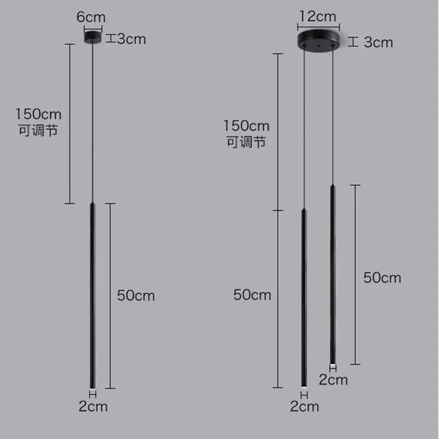 Superfine 2CM Led Pendant Lights Long Tube Hanging Lamp Kitchen Island Dining Room Table Pendant Lamp Bedroom Bedside Droplight