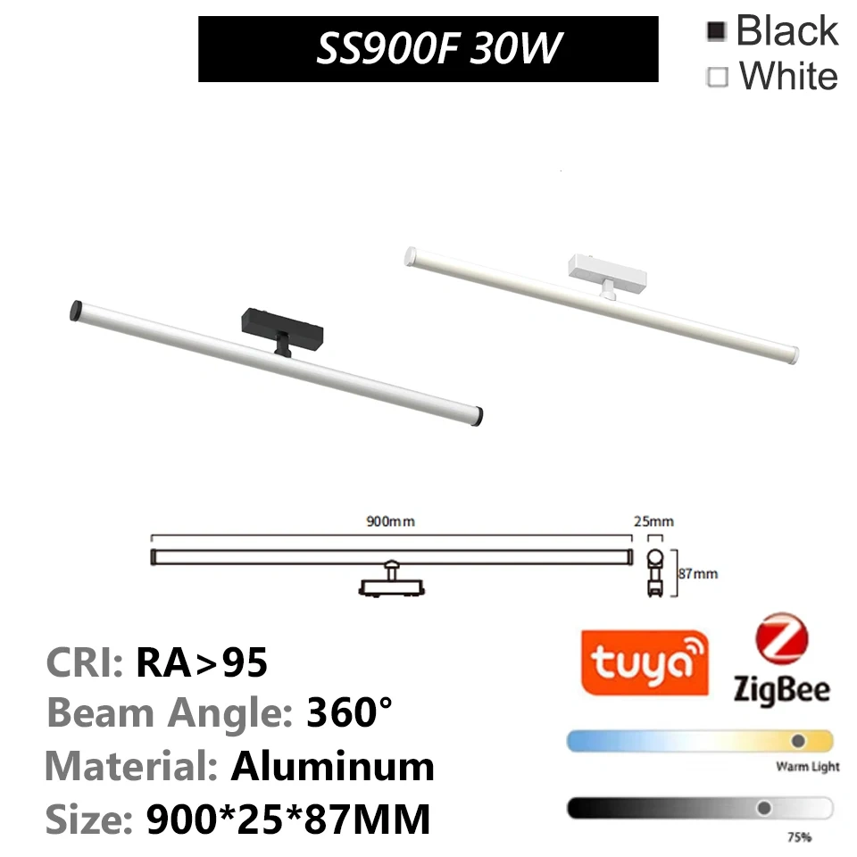 T26 Extra Smart Magnetic Track Light Dimmable Ceiling Surface Mount Aluminium LED DC48V Alexa Tuya Zigbee Flood Spot Black White