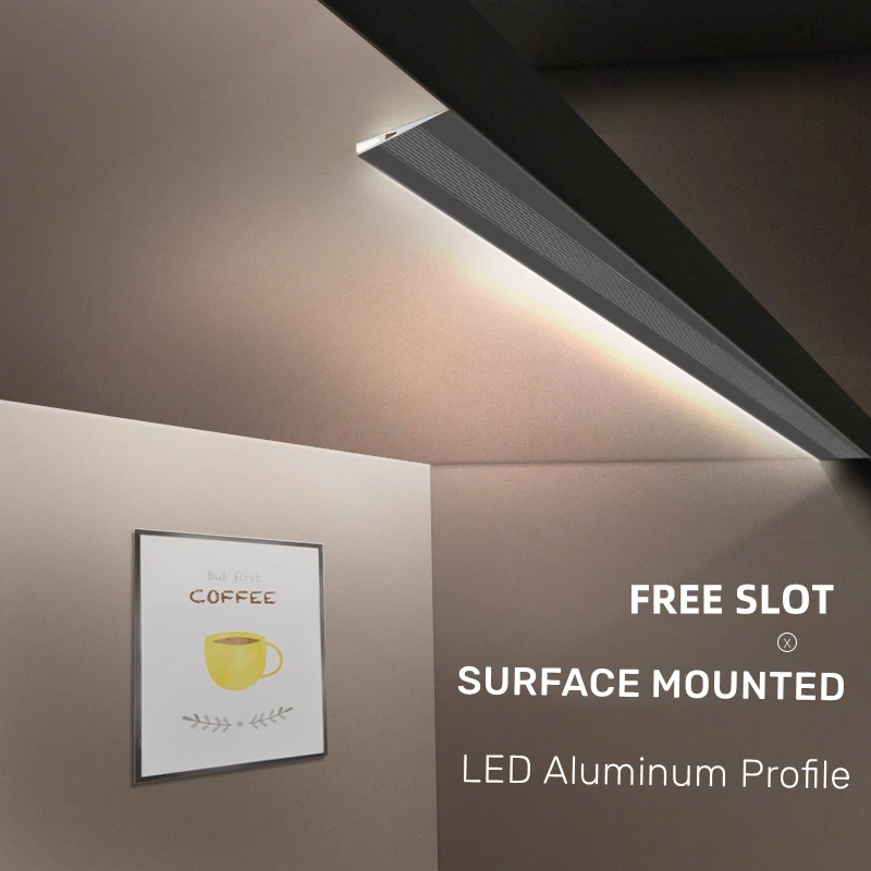 Invisible H7mm LED Oblique Beam Aluminum Profile Surface Mounted Ultra-thin Cabinet Layer Edge Shelf Panel Hard Bar Strip Lights