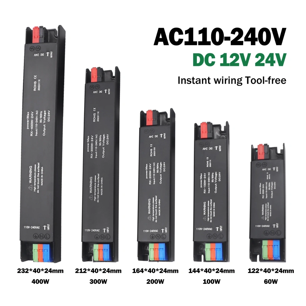 Transformadores de iluminação ultrafinos, 110v 220v a 12v 24v 60w 100w 200w 300w 400w para cctv led strip adaptador de fonte de alimentação driver