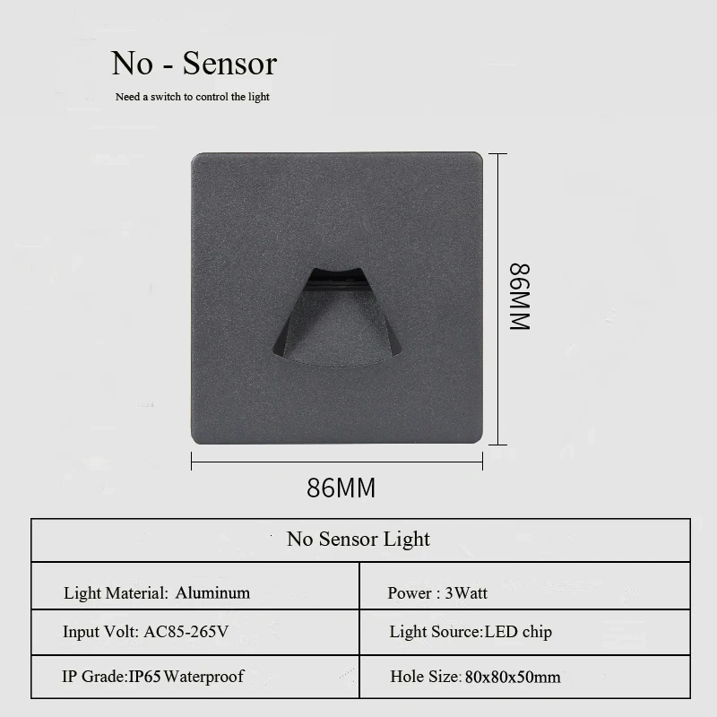 Outdoor Wall Lamp Waterproof Nightlight 3W Recessed Foot Light For Home Garden Hotel Corridor Step Staircase Yard Balcony Aisle