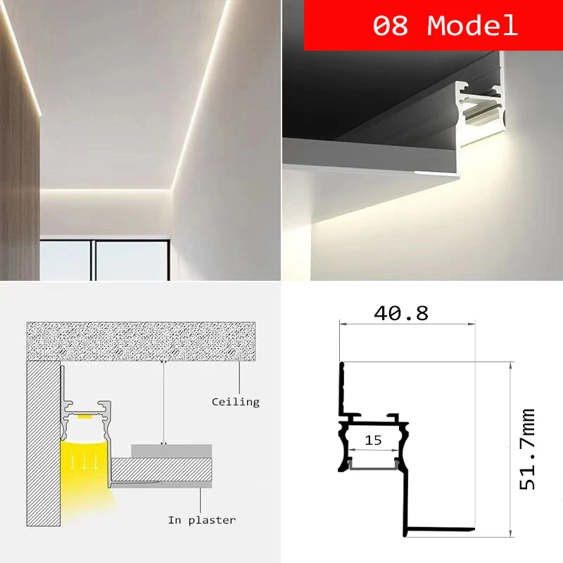 LED Aluminum Profile For Plaster Board Embedded Aluminum Profile Light For Drywall Recessed Installation