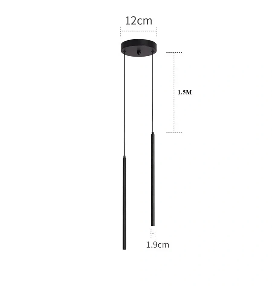 Superfine 2CM Led Pendant Lights Long Tube Hanging Lamp Kitchen Island Dining Room Table Pendant Lamp Bedroom Bedside Droplight