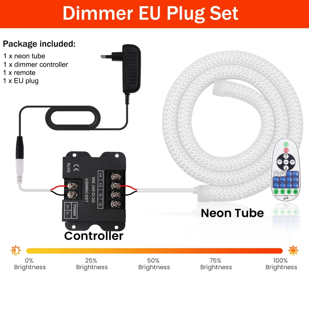 Dimmable LED Neon Tube 360 Degree Round Reticulate Flexible Silicone Tape 240LEDs Waterproof LED Strip Light 12V 24V