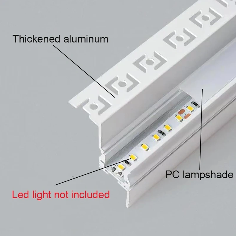 2m Suspended Aluminum Profile Embedded Shadow Gap Light Reflector Line Lighting Indirect Molding Ceiling Profile