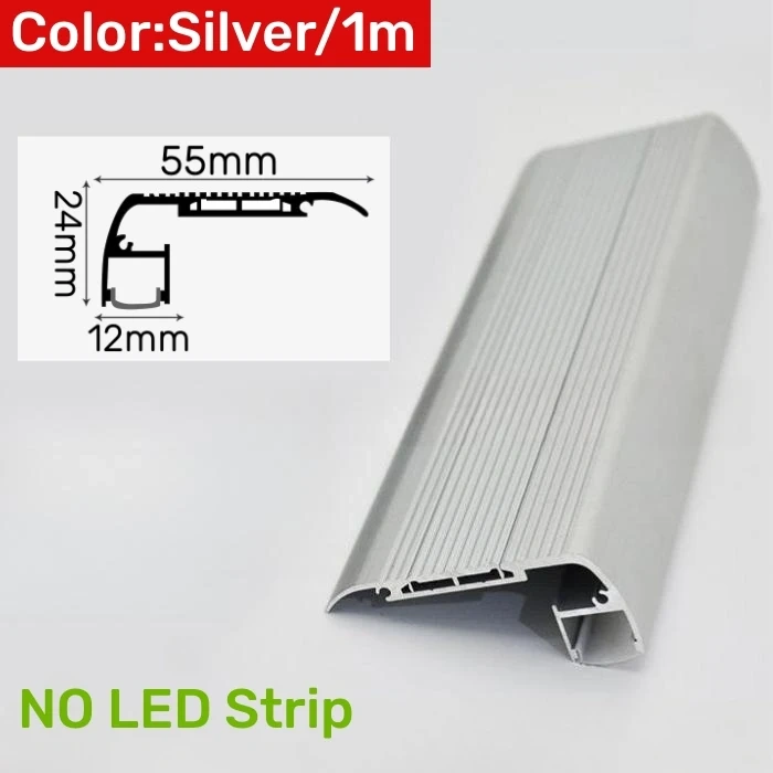 0.5m/1m Anti-Slip Stair Corner LED Aluminum Profile Safety Backlight Step Channel Cover Edge Protector Deck Hard Bar Strip Light