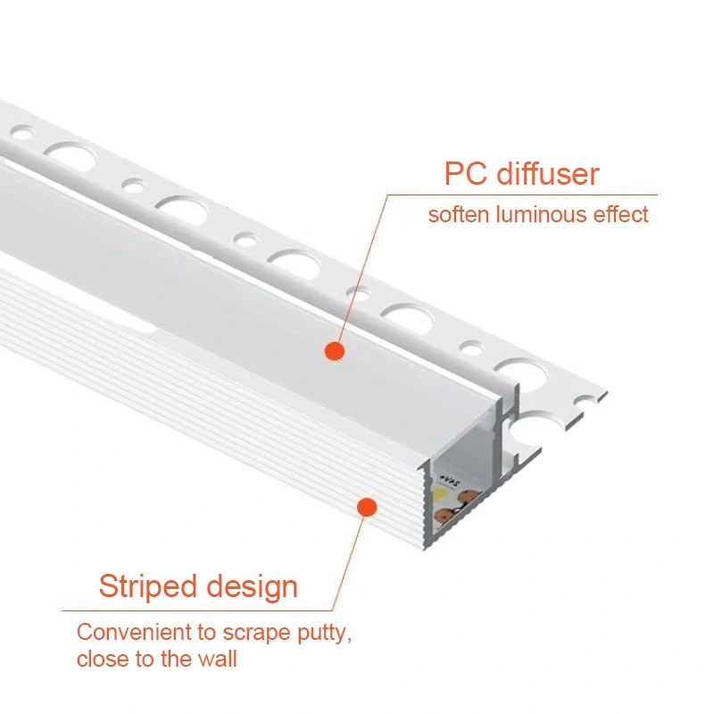 Recessed Wall LED Aluminum Profiles Ceiling Backlight Channel Lamp Gypsum Drywall Linear Strip Light