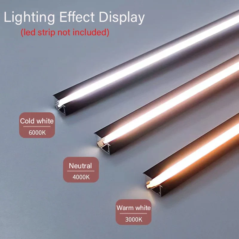 Ultra-thin Led Aluminum Profile 45° Luminescence Embedded LED Light Strip Bar For Cupboard Showcase Wardrobe