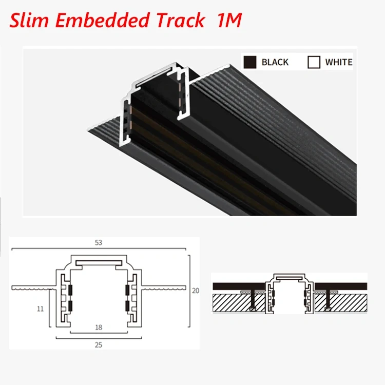 M20 Magnetic Track Light DC48V Aluminum Rail Led Flood Grille Spot Home Tuya Zigbee Assistant Alexa Or 3000/4000/6000K Black