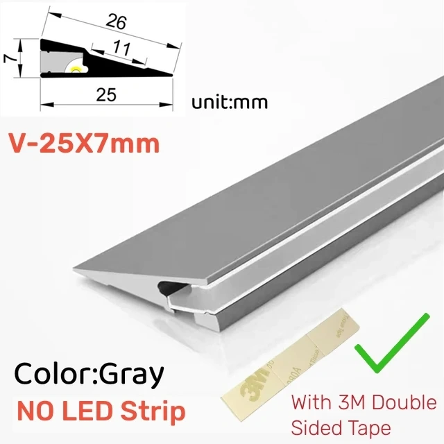Invisible H7mm LED Oblique Beam Aluminum Profile Surface Mounted Ultra-thin Cabinet Layer Edge Shelf Panel Hard Bar Strip Lights