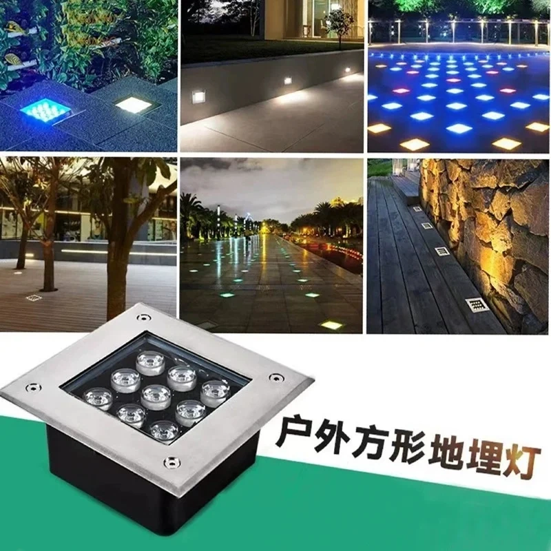 IP67 Waterproof Square 4W 6W 9W AC85-265V DC12V LED Outdoor Garden Path Floor Underground Buried Yard Lamp Spot Landscape Light