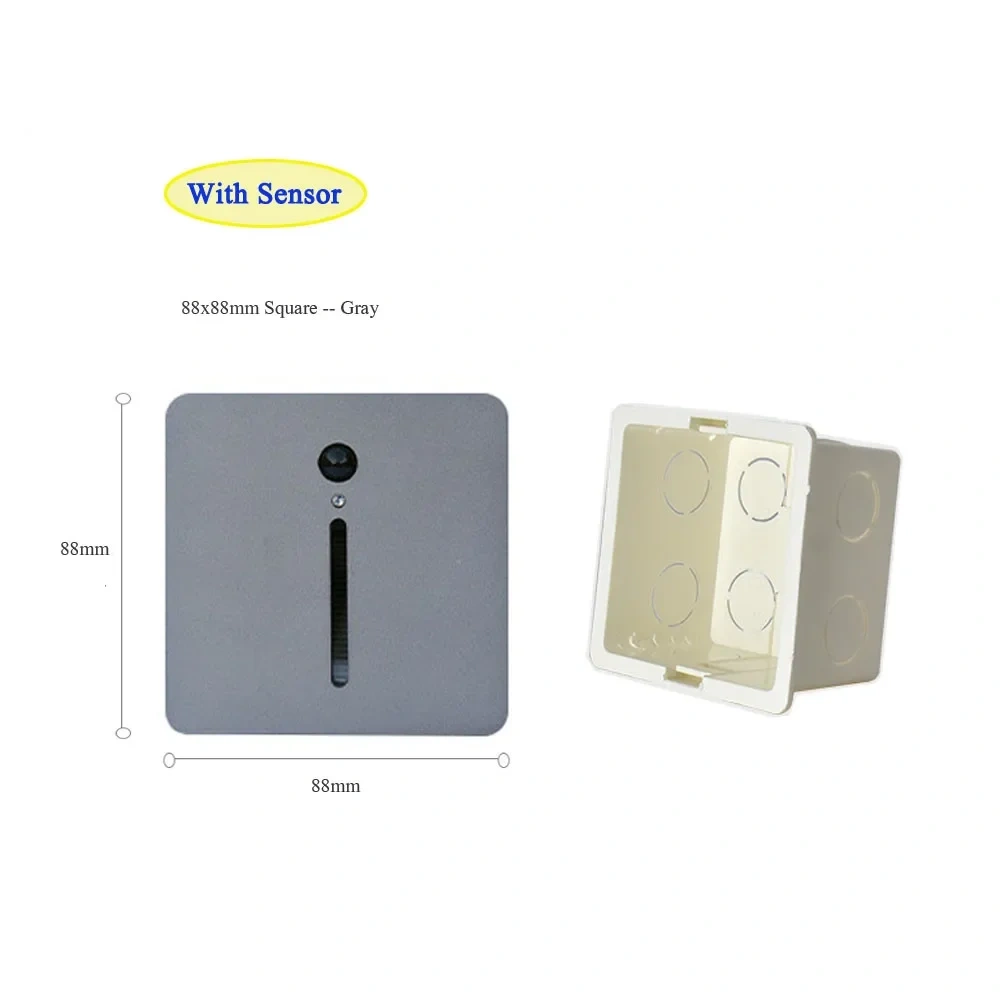 Wall Lamp Recessed Sensor Night Light for Living Room Step&Stair Foyer Bathroom Bedside 3W LED Indoor Lighting Fixture Mount Box