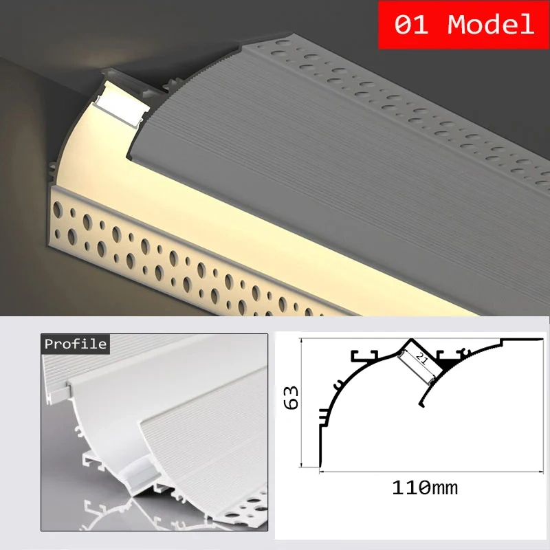 LED Aluminum Profile For Plaster Board Embedded Aluminum Profile Light For Drywall Recessed Installation