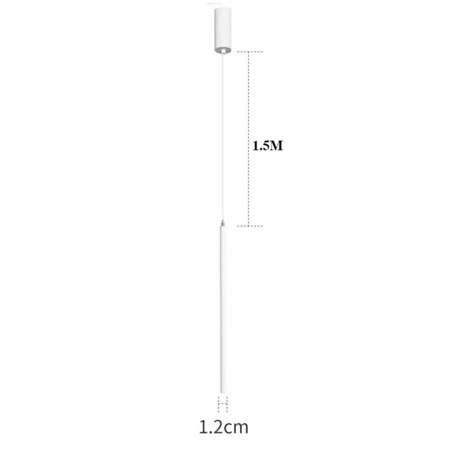 Superfine 1.2CM Cylinder Long Tube LED Pendant Lights Dining Room Shop Bar Cord Pendant Lamp Background Wall Spotlight