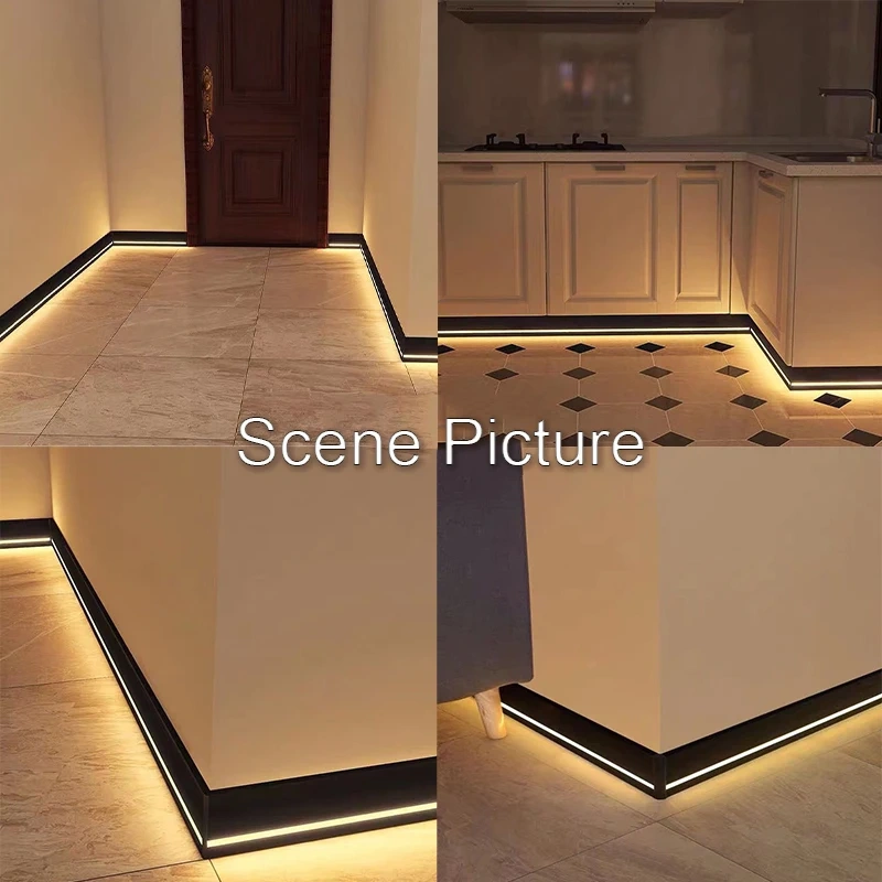 LED Skirting Line Strip Lights Recessed Wall Mount H60/80mm Aluminum Profile With Milky Cover Corner Channel Home Decor Bar Lamp