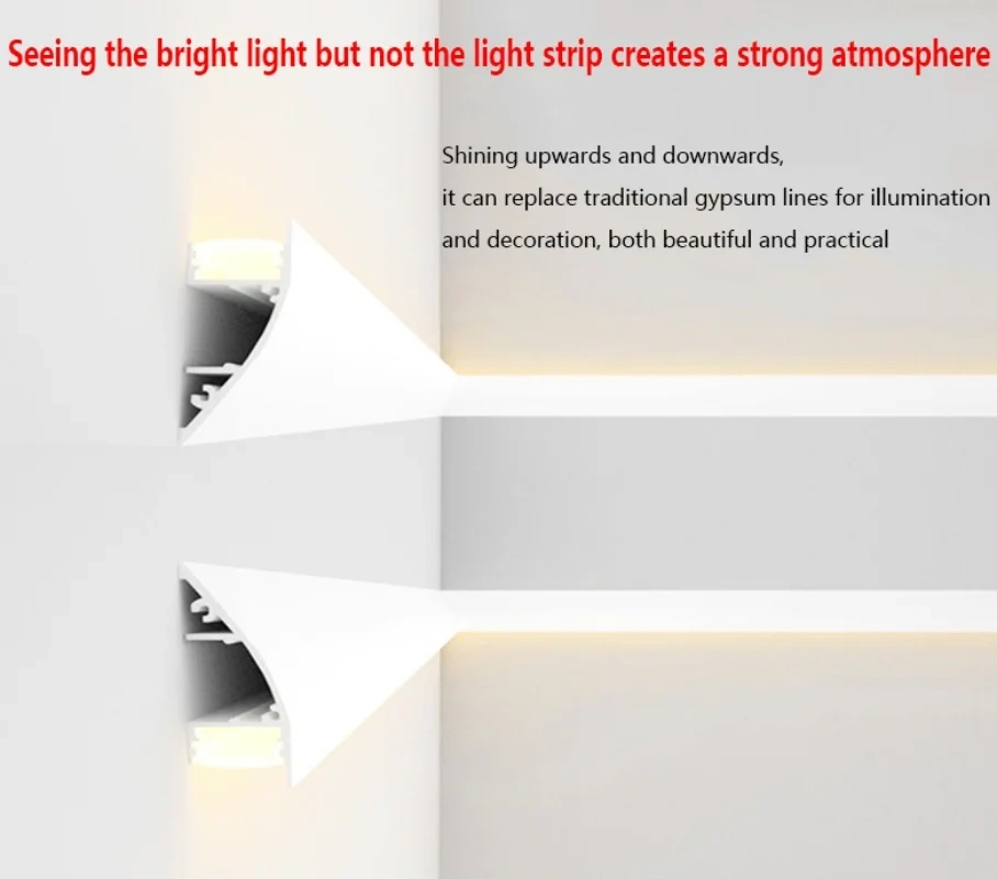1M/2M Led Ceiling Aluminum Profile Surface Mount Upward and Downward Luminous Led Wall Washer for Corner Bedroom Living Room