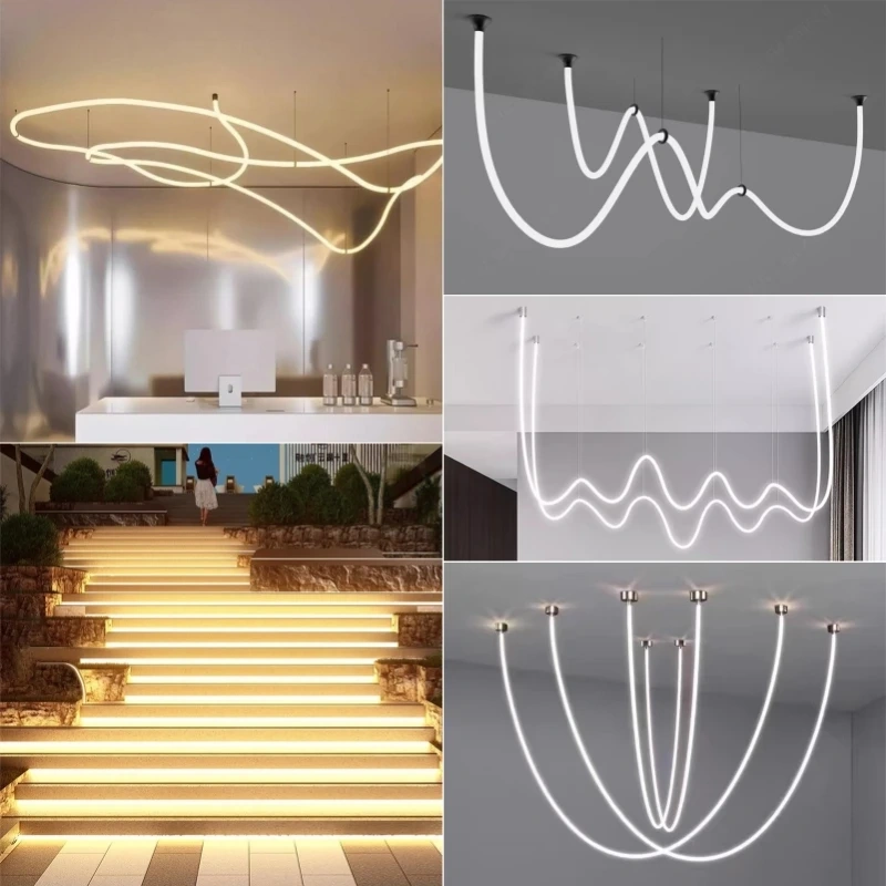 360° Glowing Round LED Neon Tube Rope Lamp Flexible Silicone Diffuser Channel WS2811 WS2812B Soft IP65 Outdoor Tape Strip Lights