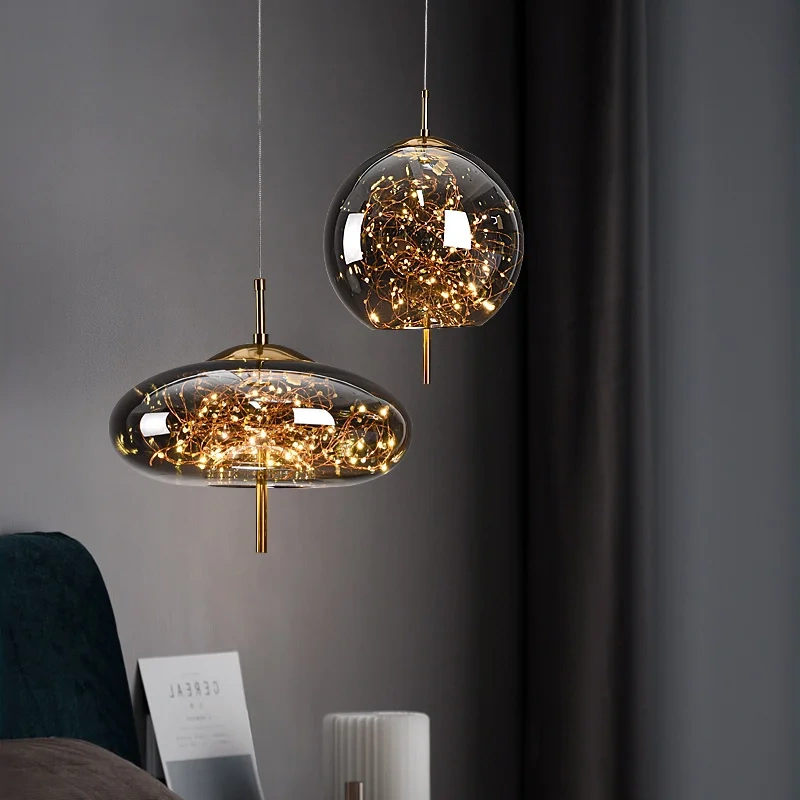 Modern Led Pendant Lamp Glass Ceiling Hanging Lights Fixture Luminaire Chandeliers Lustres Suspension Luminaire Bedroom Decor