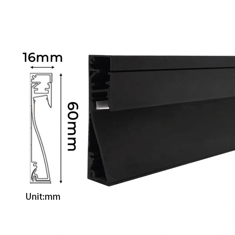 LED Skirting Line Strip Lights Recessed Wall Mount H60/80mm Aluminum Profile With Milky Cover Corner Channel Home Decor Bar Lamp