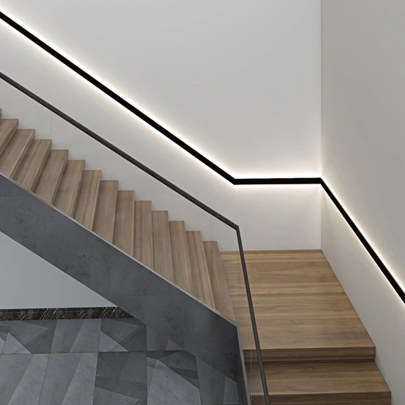 Surface Mounted Long Armrest Wall Lamp Staircase Hallway Lighting Simple Line Lamp Bedroom Light White Black Decorative Sconce