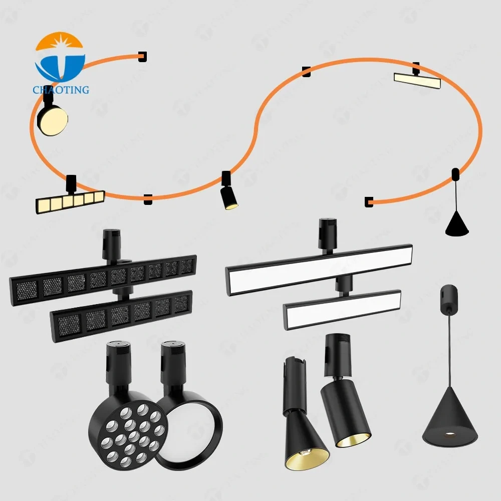 Suspended Magnet Track Belt COB Lighting System Magnetic Hanging Belt LED Track Light for Easy Installation Adjustable Spot Lamp