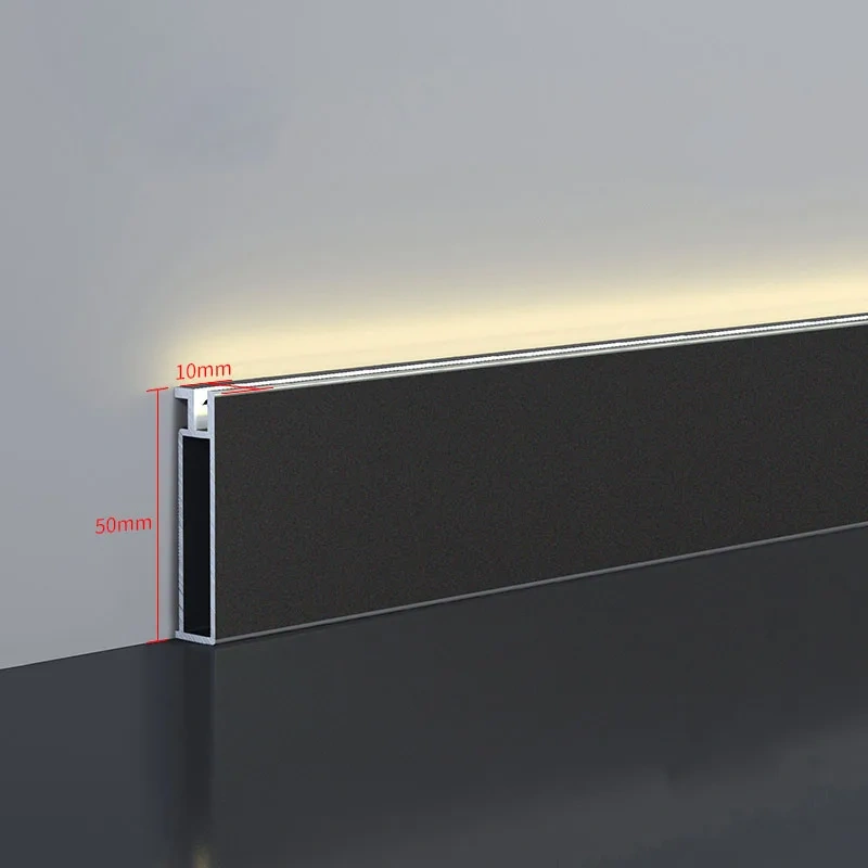 Ultra-narrow Basebaord Aluminum Profile Recessed Hidden Led Skirting Line Channel Silicone Diffuser Wall Corner Bar Strip Light
