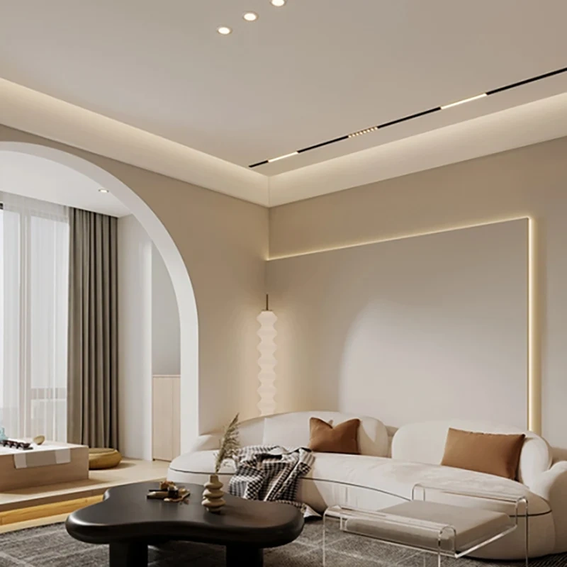2m Suspended Aluminum Profile Embedded Shadow Gap Light Reflector Line Lighting Indirect Molding Ceiling Profile