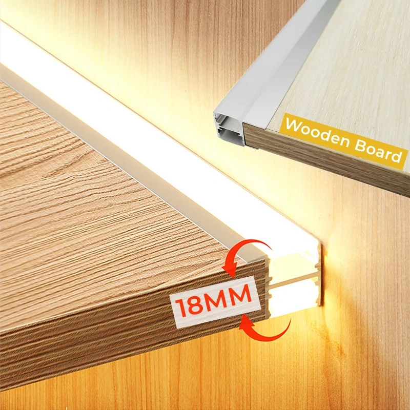 30/40/50cm LED Strip Cabinet Splint Lamps Hidden Doule Side Glow Aluminum Profiles 18mm Wood Board Layer Linear Bar Strip Lights