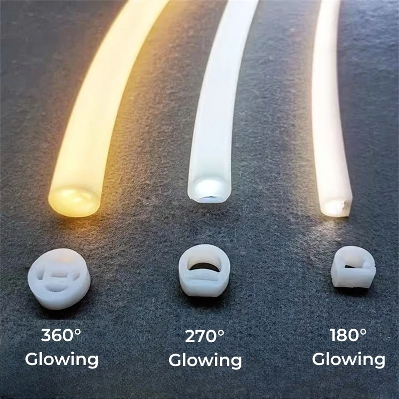 360° Glowing Round LED Neon Tube Rope Lamp Flexible Silicone Diffuser Channel WS2811 WS2812B Soft IP65 Outdoor Tape Strip Lights