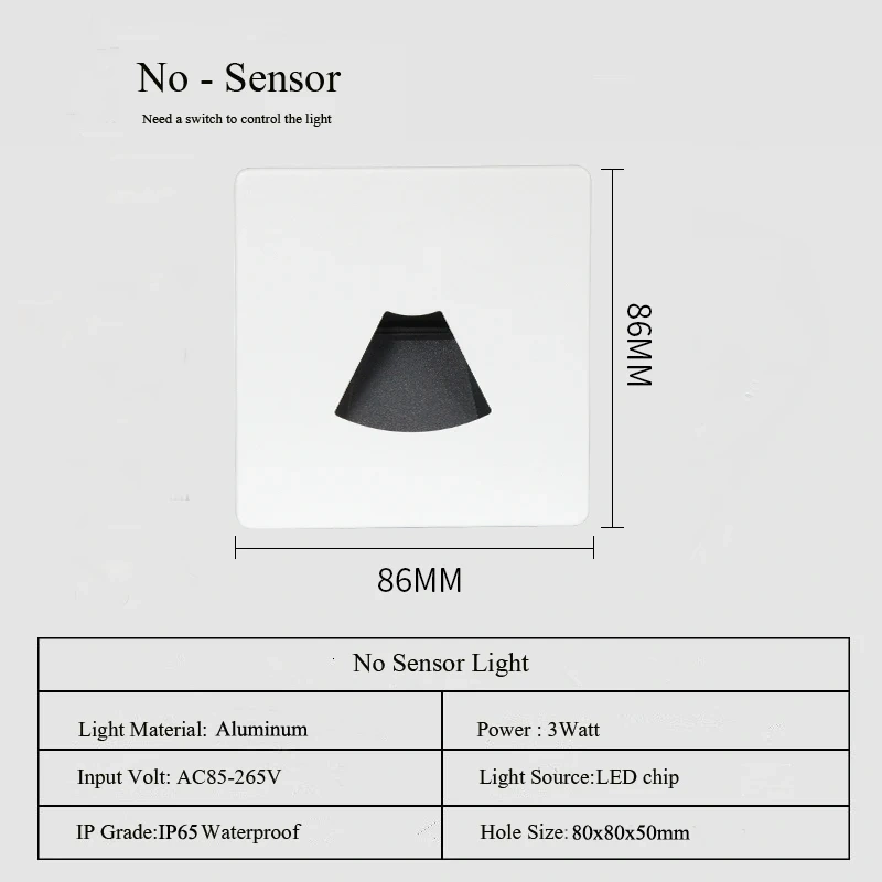 Outdoor Wall Lamp Waterproof Nightlight 3W Recessed Foot Light For Home Garden Hotel Corridor Step Staircase Yard Balcony Aisle