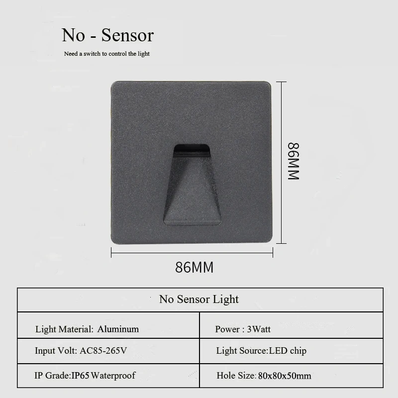 Outdoor Wall Lamp Waterproof Nightlight 3W Recessed Foot Light For Home Garden Hotel Corridor Step Staircase Yard Balcony Aisle