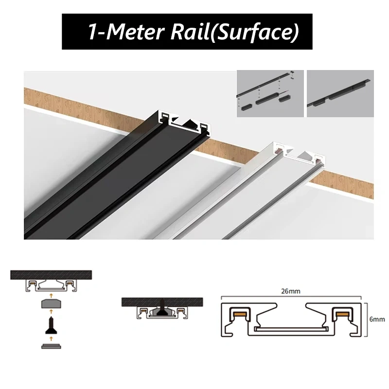 Extra Smart Magnetic Track Light Dimmable Ceiling Surface Mount Aluminium LED DC48V Alexa Tuya Zigbee Flood Spot Black White