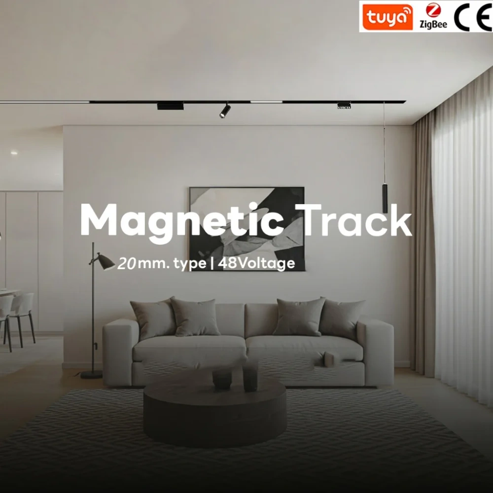 M20 Magnetic Track Light DC48V Aluminum Rail Led Flood Grille Spot Home Tuya Zigbee Assistant Alexa Or 3000/4000/6000K Black