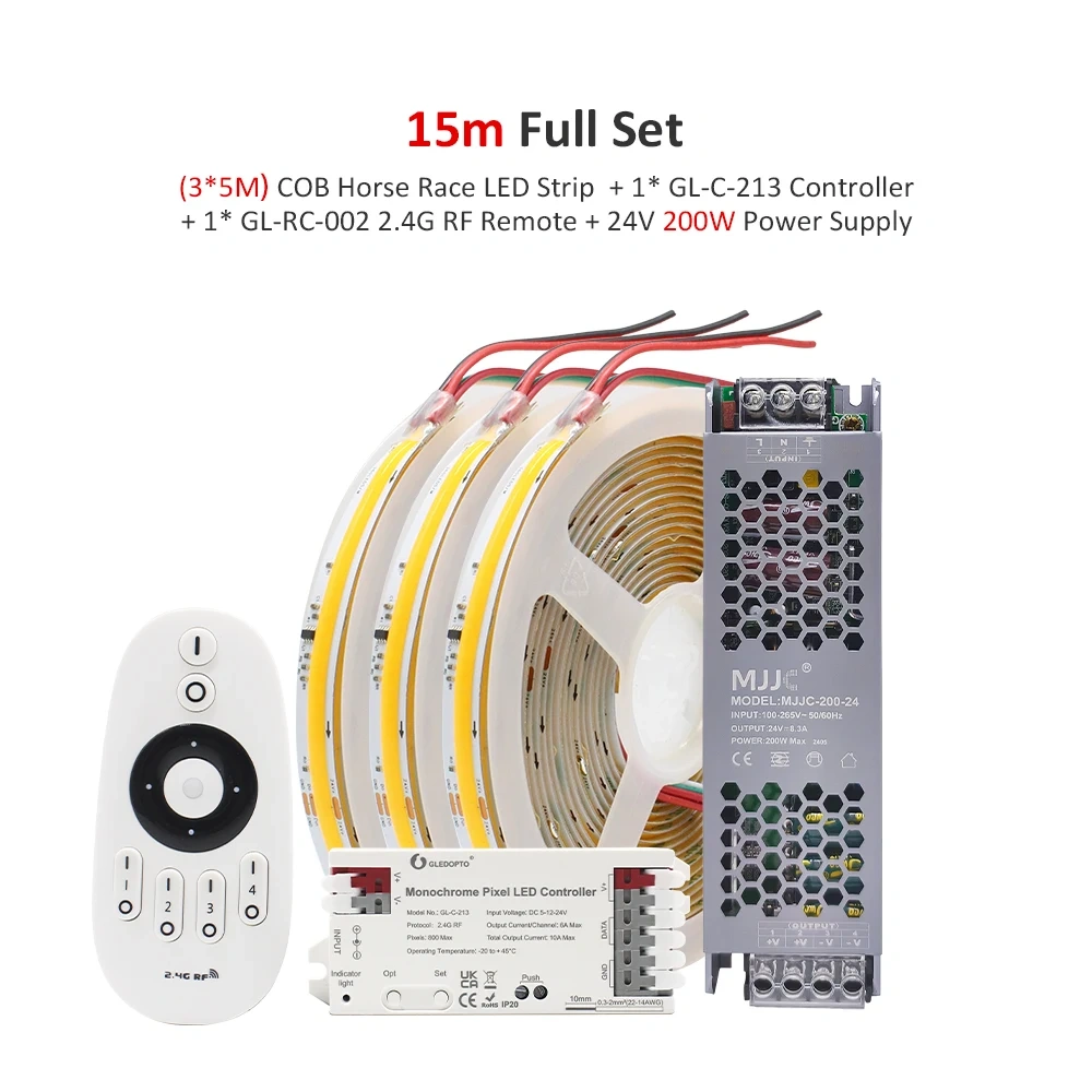 Corrida de cavalos água corrente cob luzes de tira led 24v 360leds/m ws2811 pixel fita lâmpada quente legal branco listra 2.4g rf controle remoto