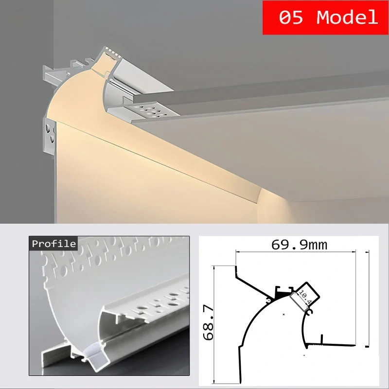 LED Aluminum Profile For Plaster Board Embedded Aluminum Profile Light For Drywall Recessed Installation