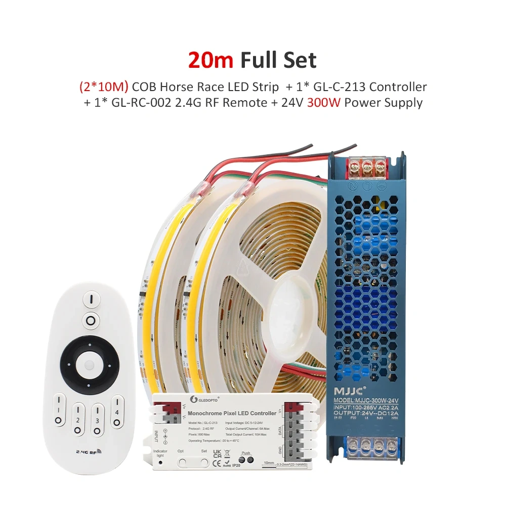Corrida de cavalos água corrente cob luzes de tira led 24v 360leds/m ws2811 pixel fita lâmpada quente legal branco listra 2.4g rf controle remoto