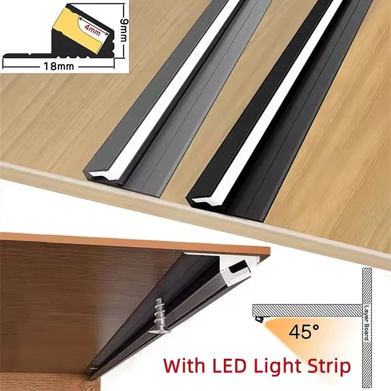 Lâmpada led personalizada para armário, iluminação oblíqua invisível de 45 graus, 12v, para cozinha, quarto, guarda-roupa, camada de prateleira