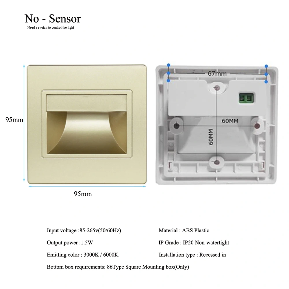 Recessed In Led Stair Light 85-265V Wall Sconce Lighting Step Stairway Aisle Lamps Warm Cool White Basement Passage Footlights