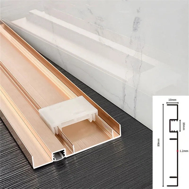 Rodapé led perfil de alumínio criativo escovado rodapé h80mm com capa leitosa barra de canto luz escada corriord iluminação do corredor